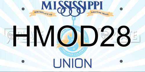 HMOD28 Mississippi License Plate