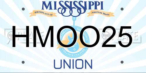 HMOO25 Mississippi License Plate