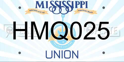 HMQ025 Mississippi License Plate