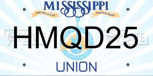 HMQD25 Mississippi License Plate