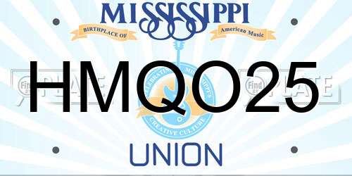 HMQO25 Mississippi License Plate