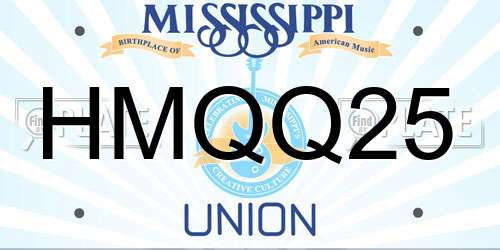 HMQQ25 Mississippi License Plate