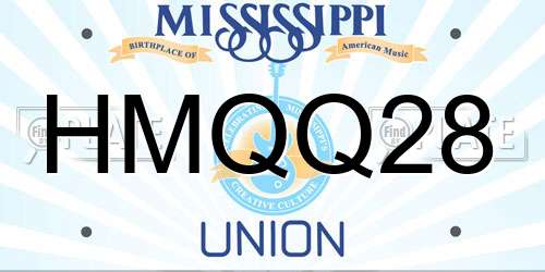 HMQQ28 Mississippi License Plate