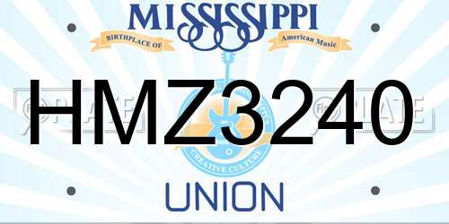 HMZ3240 Mississippi License Plate