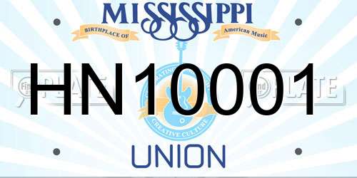 HN10001 Mississippi License Plate