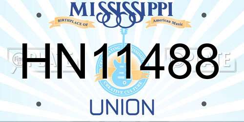 HN11488 Mississippi License Plate