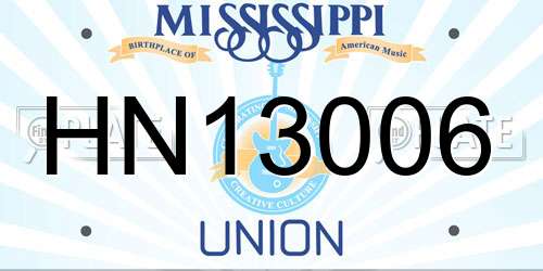 HN13006 Mississippi License Plate