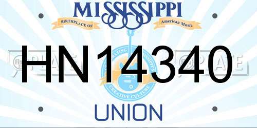 HN14340 Mississippi License Plate
