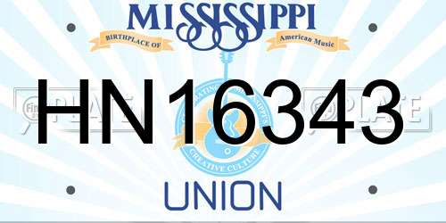 HN16343 Mississippi License Plate