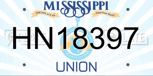 HN18397 Mississippi License Plate