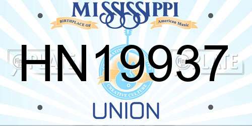 HN19937 Mississippi License Plate
