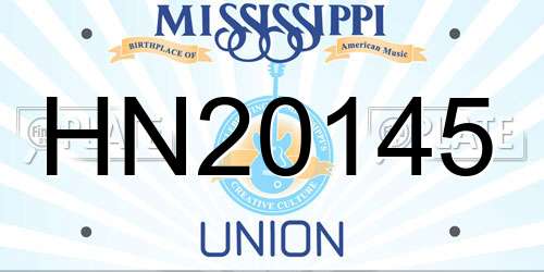 HN20145 Mississippi License Plate