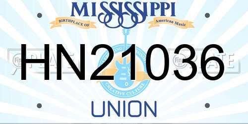 HN21036 Mississippi License Plate