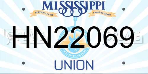 HN22069 Mississippi License Plate