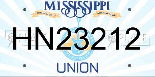 HN23212 Mississippi License Plate