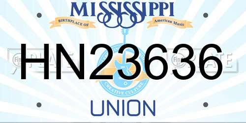 HN23636 Mississippi License Plate
