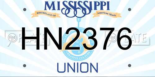 HN2376 Mississippi License Plate