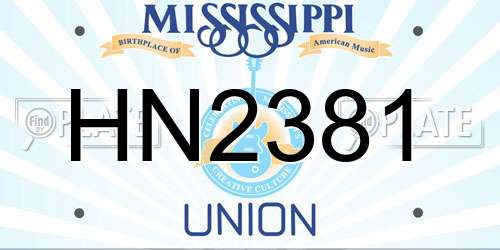 HN2381 Mississippi License Plate