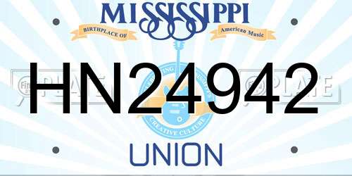 HN24942 Mississippi License Plate