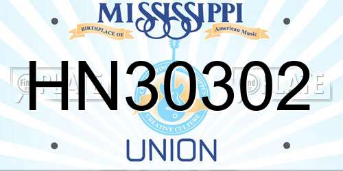 HN30302 Mississippi License Plate