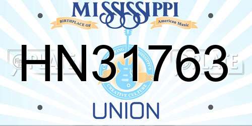 HN31763 Mississippi License Plate