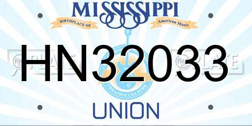 HN32033 Mississippi License Plate