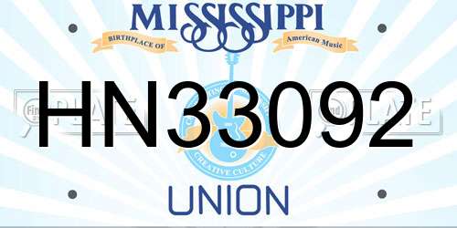 HN33092 Mississippi License Plate