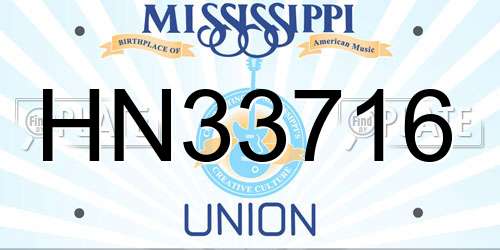 HN33716 Mississippi License Plate