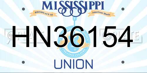 HN36154 Mississippi License Plate