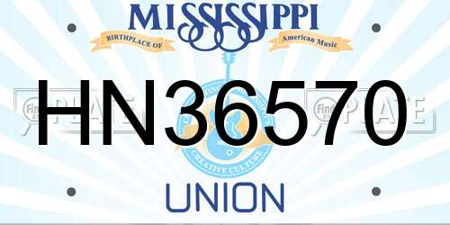 HN36570 Mississippi License Plate