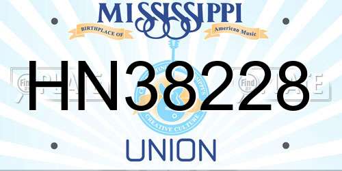 HN38228 Mississippi License Plate