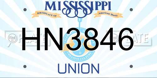 HN3846 Mississippi License Plate