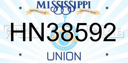 HN38592 Mississippi License Plate