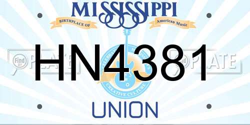 HN4381 Mississippi License Plate