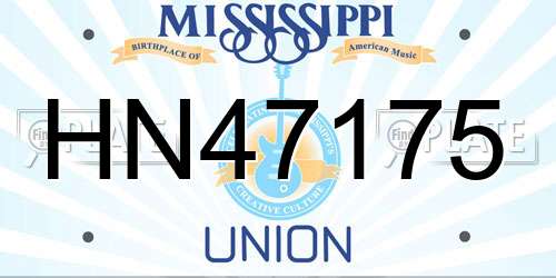 HN47175 Mississippi License Plate