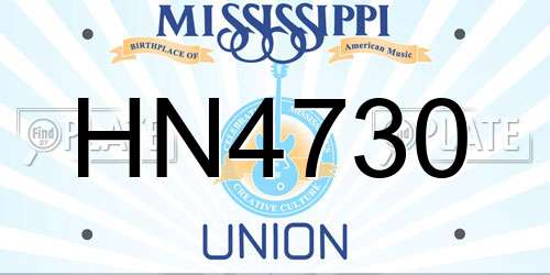 HN4730 Mississippi License Plate