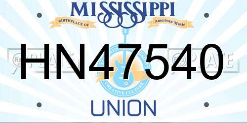 HN47540 Mississippi License Plate