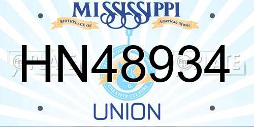HN48934 Mississippi License Plate