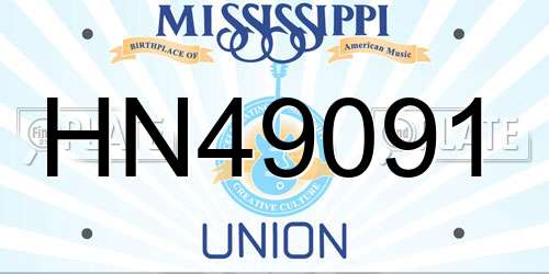 HN49091 Mississippi License Plate