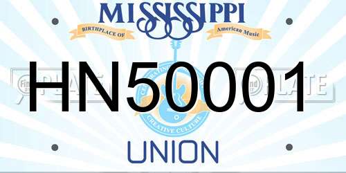 HN50001 Mississippi License Plate