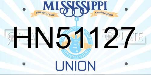 HN51127 Mississippi License Plate