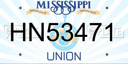 HN53471 Mississippi License Plate