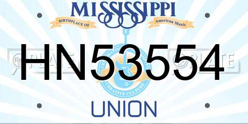 HN53554 Mississippi License Plate