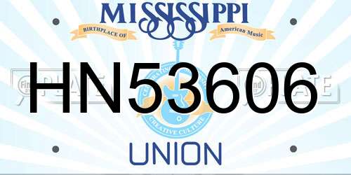 HN53606 Mississippi License Plate