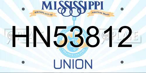 HN53812 Mississippi License Plate