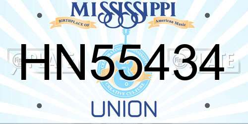 HN55434 Mississippi License Plate