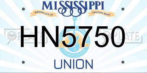 HN5750 Mississippi License Plate