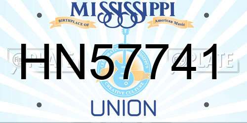 HN57741 Mississippi License Plate