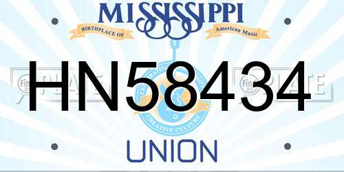 HN58434 Mississippi License Plate