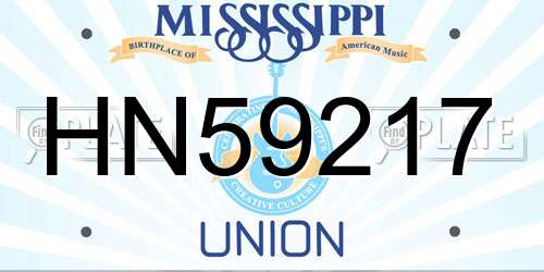 HN59217 Mississippi License Plate